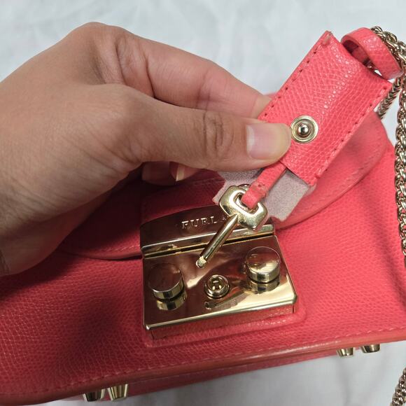 Furla Metropolis Rose Pink Mini Chain Shoulder Clutch Purse Bag - Picture 3 of 16